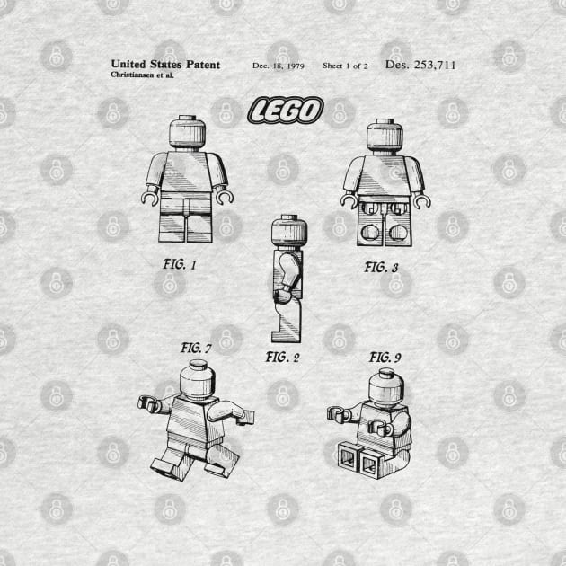 Lego Toy Figure Patent Black by Luve